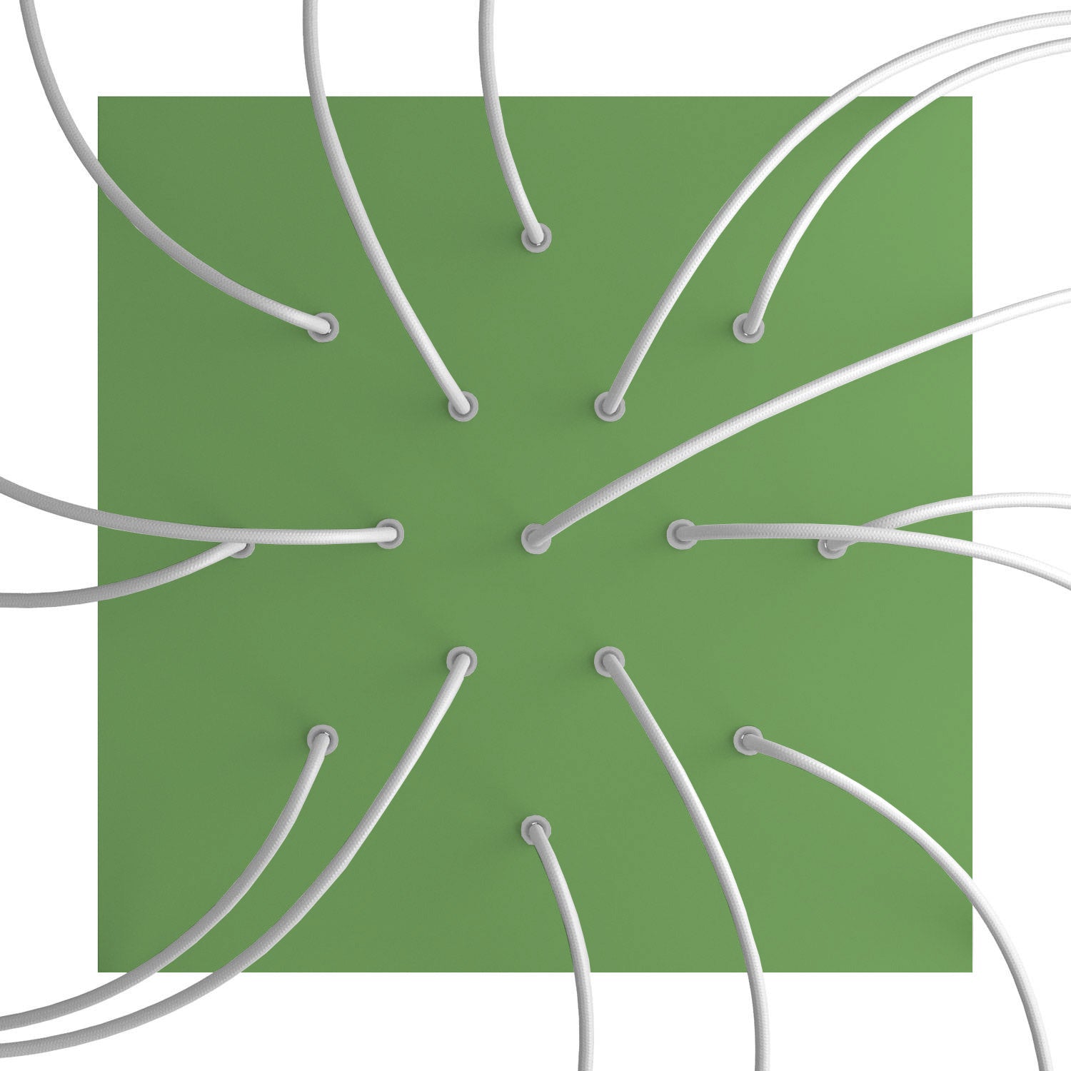 Rosone XXL Rose - One quadrato, 400 mm con 15 fori e 4 fori laterali - Verde prato - Creative Cables