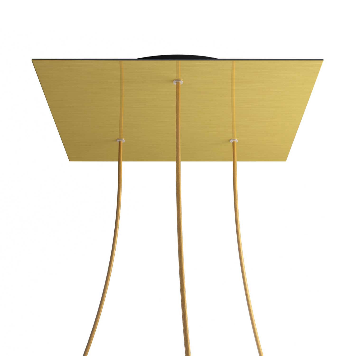 Rosone XXL Rose-One quadrato, 400 mm con 3 fori e 4 fori laterali - Dibond Ottone satinato Nero