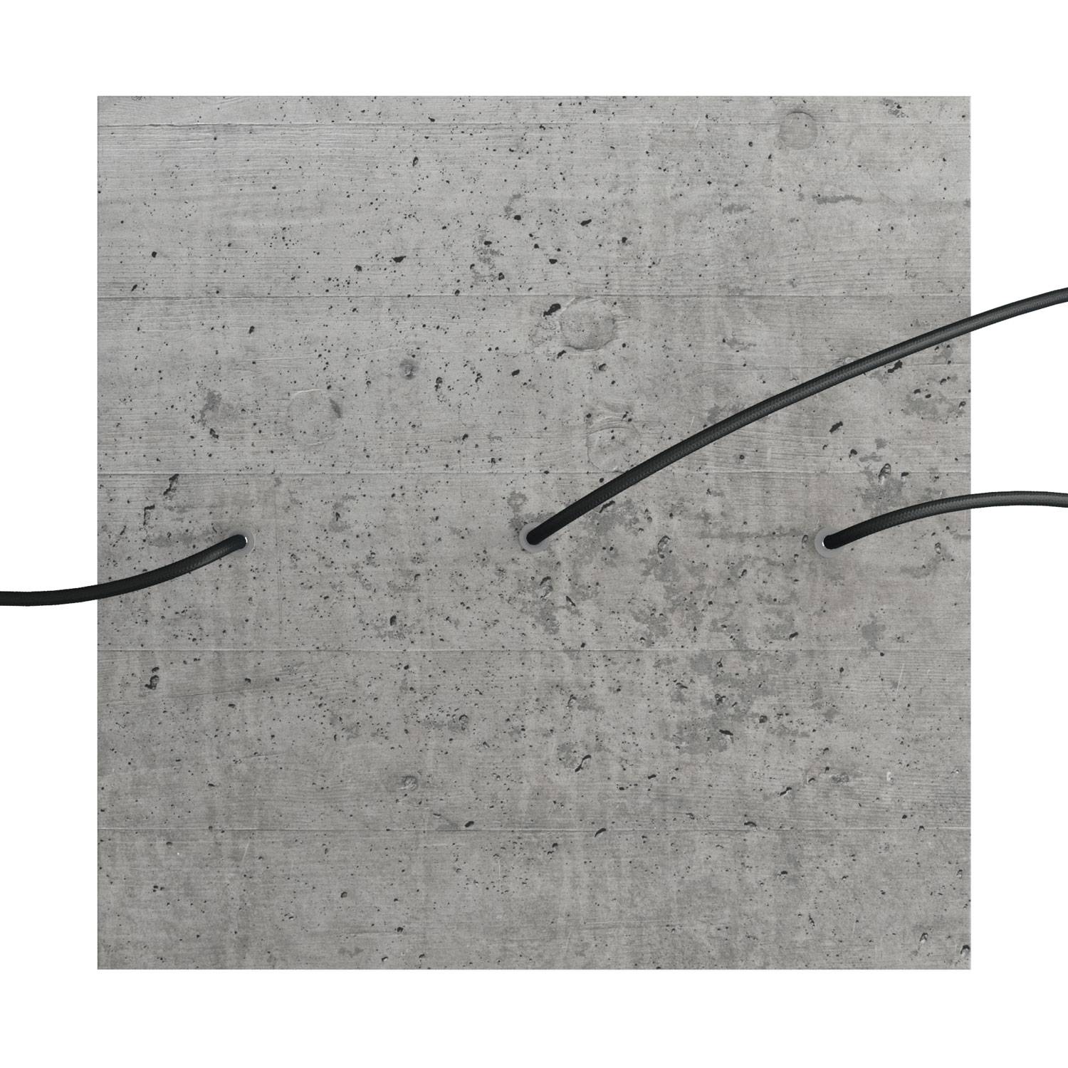 Rosone XXL Rose - One quadrato, 400 mm con 3 fori in linea e 4 fori laterali - Cemento - Creative Cables