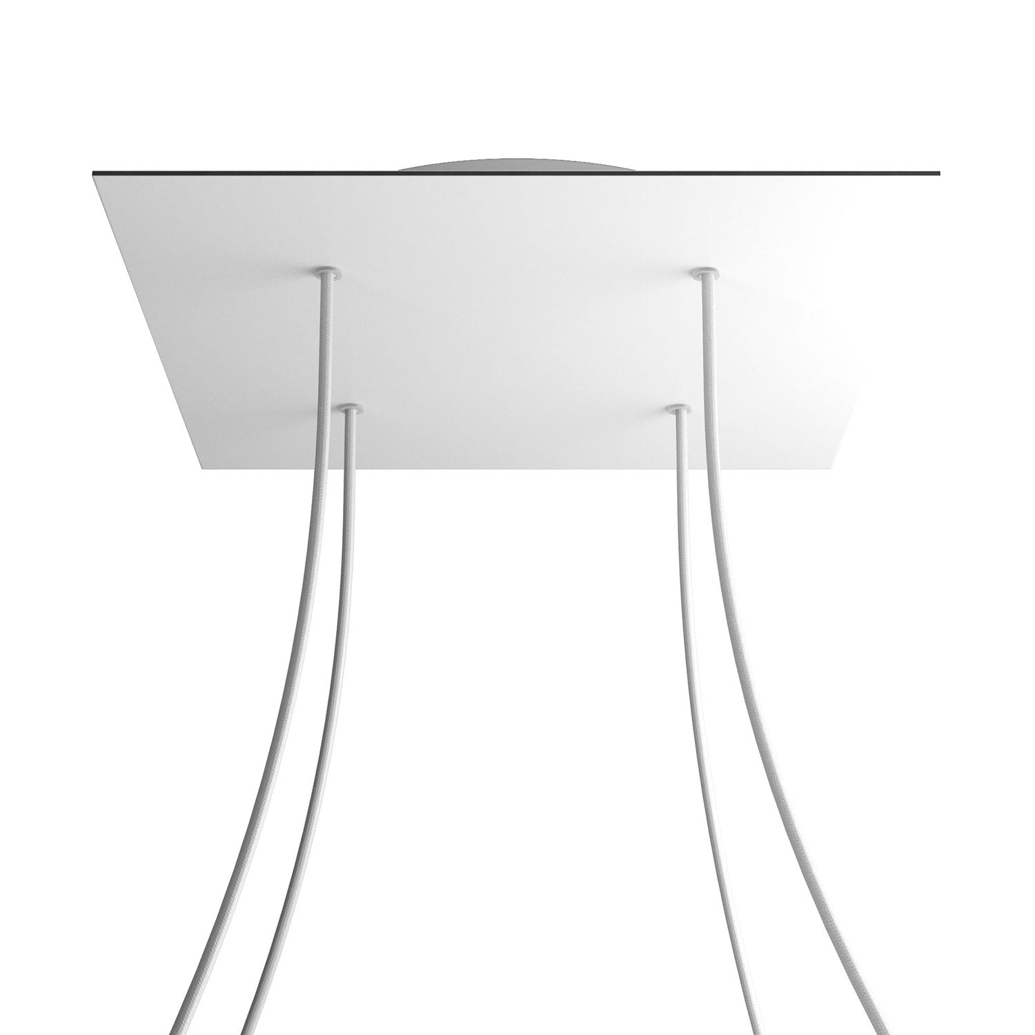 Rosone XXL Rose-One quadrato, 400 mm con 4 fori e 4 fori laterali - Bianco opaco Bianco