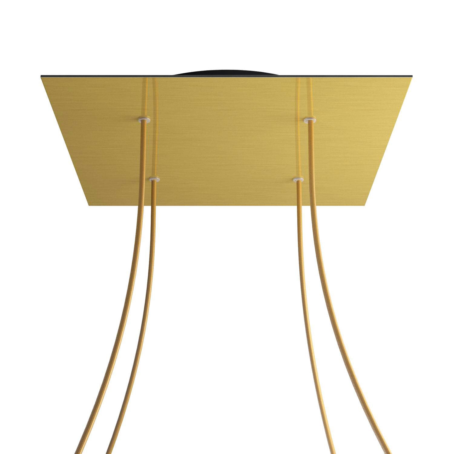 Rosone XXL Rose-One quadrato, 400 mm con 4 fori e 4 fori laterali - Dibond Ottone satinato Nero