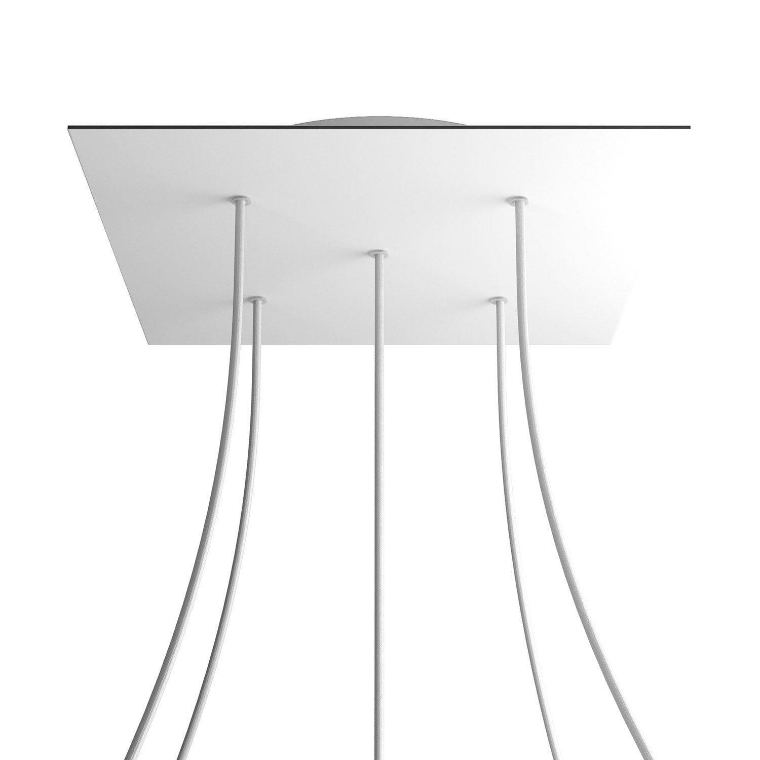 Rosone XXL Rose - One quadrato, 400 mm con 5 fori e 4 fori laterali - Bianco opaco - Creative Cables