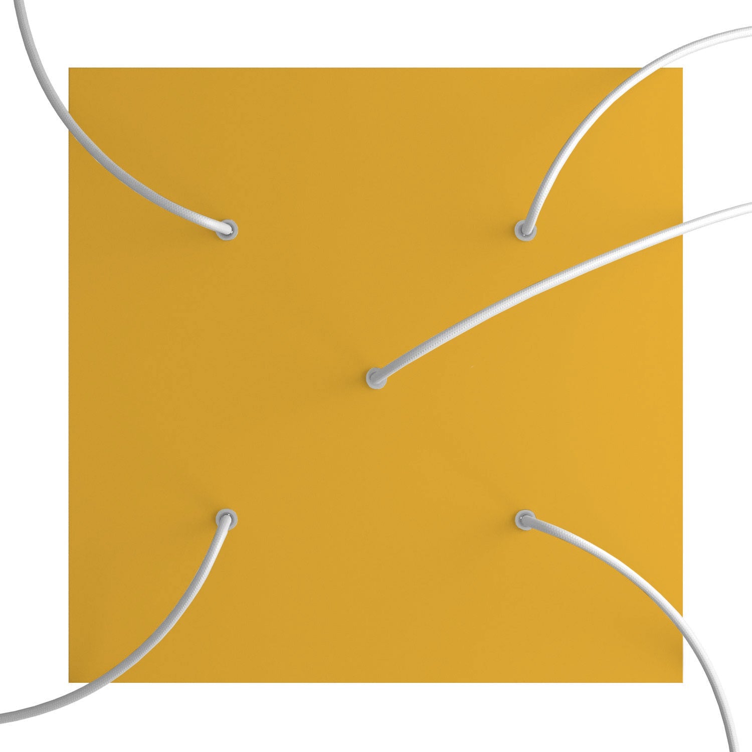 Rosone XXL Rose - One quadrato, 400 mm con 5 fori e 4 fori laterali - Mostarda - Creative Cables