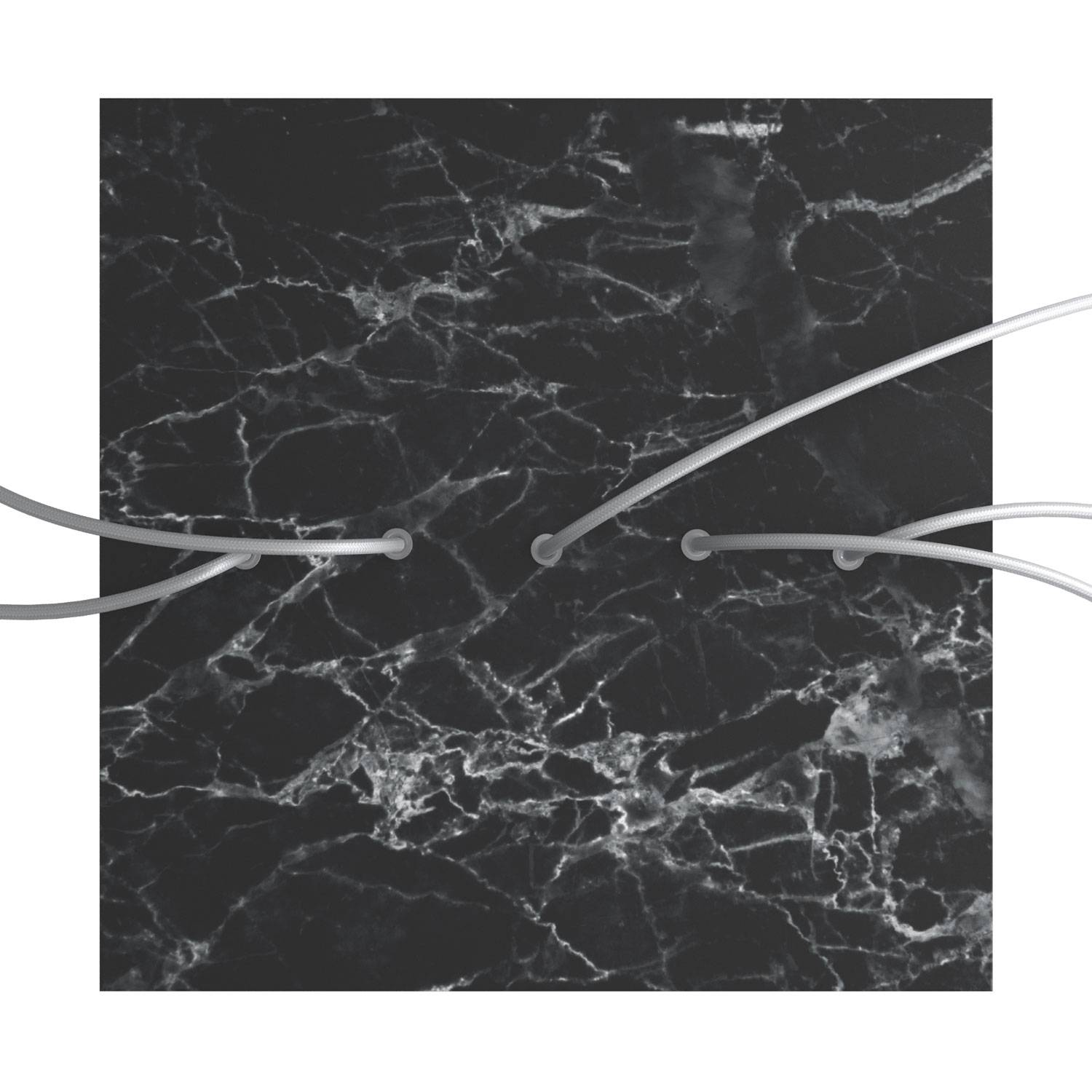 Rosone XXL Rose-One quadrato, 400 mm con 5 fori in linea e 4 fori laterali - Marmo Marquina Bianco