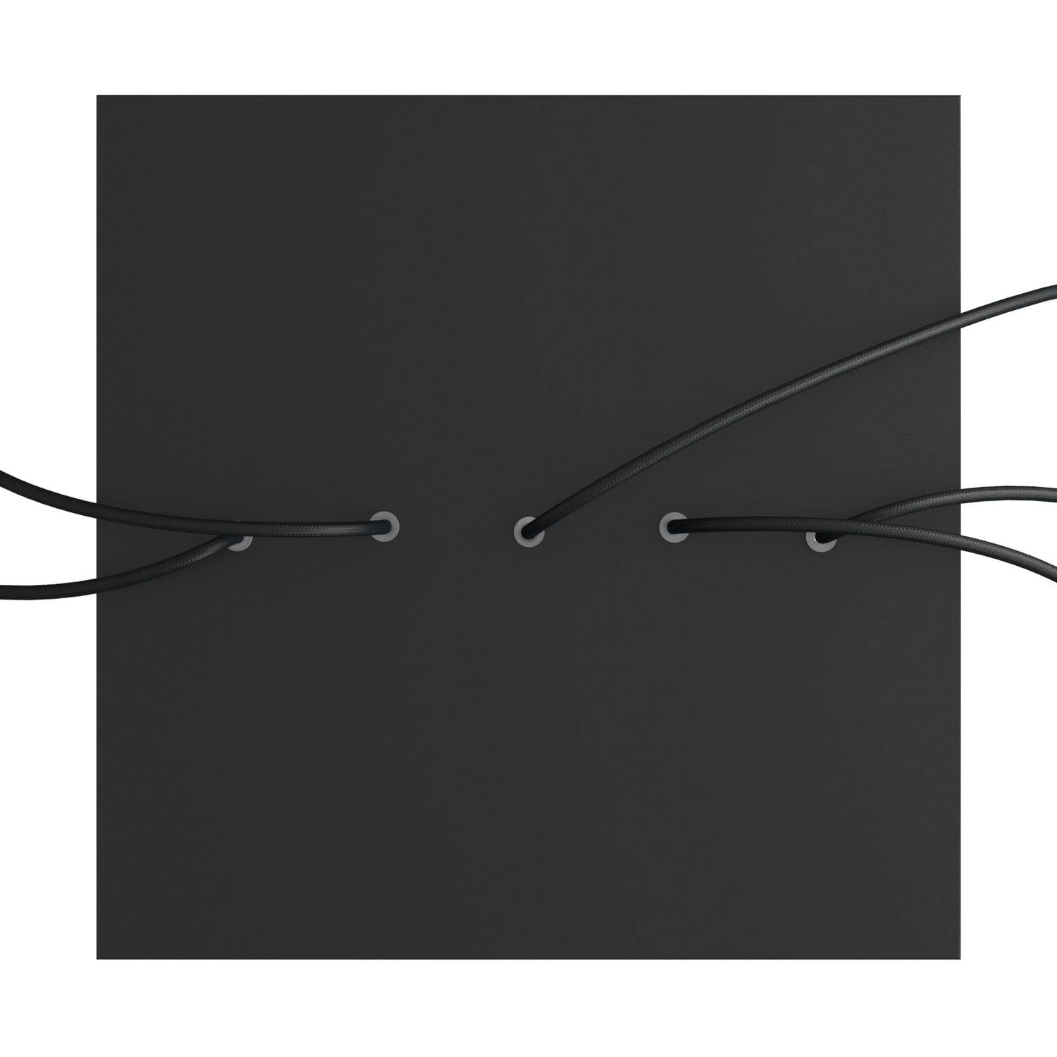 Rosone XXL Rose-One quadrato, 400 mm con 5 fori in linea e 4 fori laterali - Nero opaco Bianco