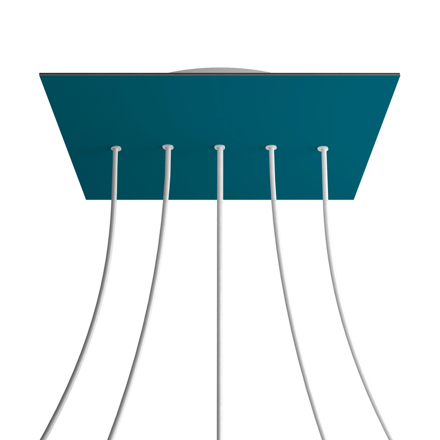 Rosone XXL Rose - One quadrato, 400 mm con 5 fori in linea e 4 fori laterali - Petrolio - Creative Cables