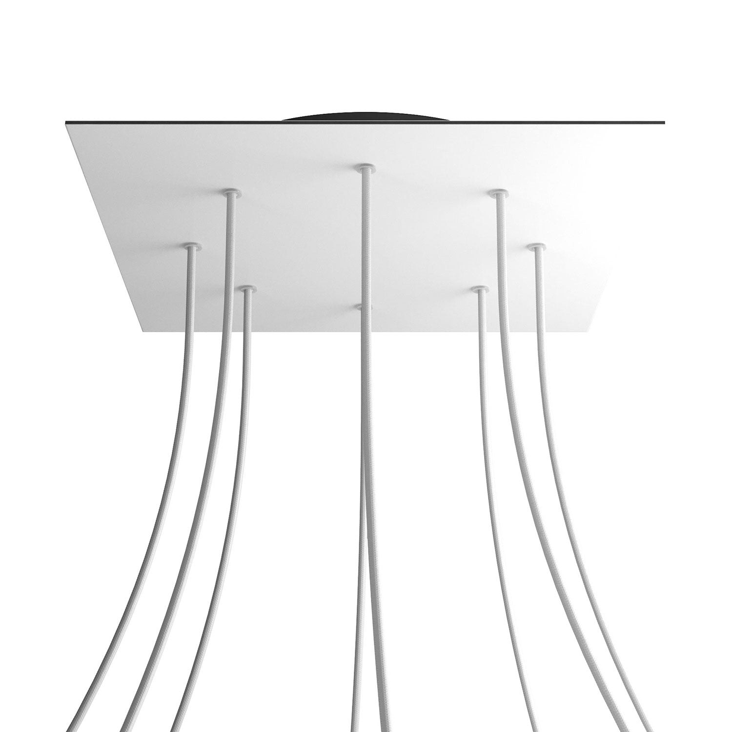 Rosone XXL Rose-One quadrato, 400 mm con 8 fori e 4 fori laterali - Bianco opaco Nero