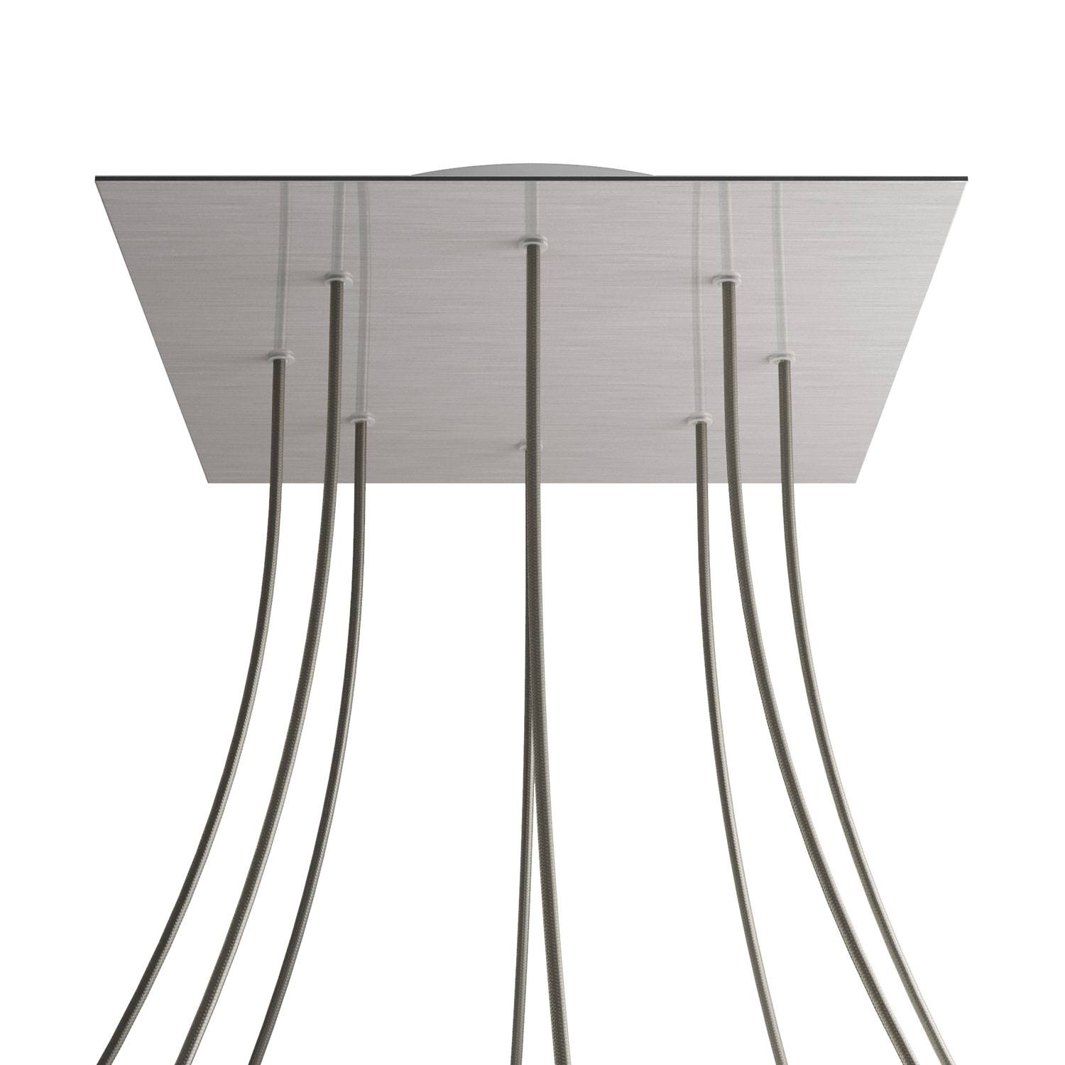 Rosone XXL Rose-One quadrato, 400 mm con 8 fori e 4 fori laterali - Dibond Acciaio satinato Bianco