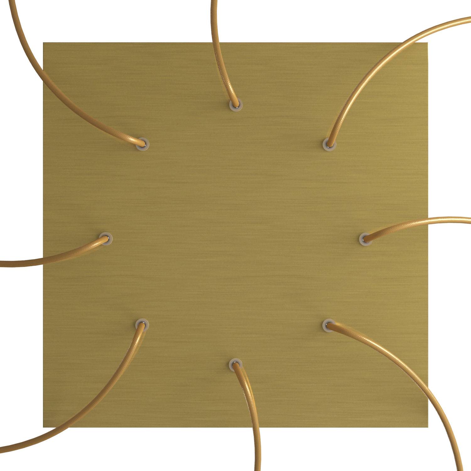 Rosone XXL Rose-One quadrato, 400 mm con 8 fori e 4 fori laterali - Dibond Ottone satinato Bianco