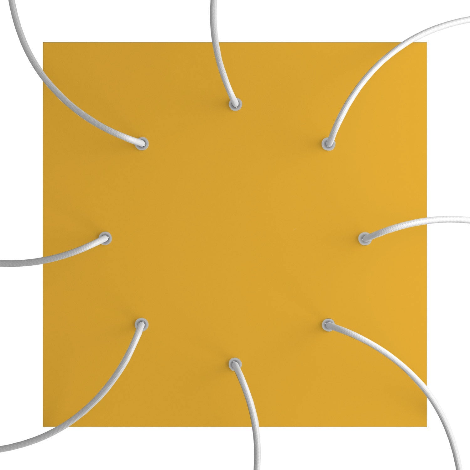 Rosone XXL Rose-One quadrato, 400 mm con 8 fori e 4 fori laterali - Mostarda Bianco