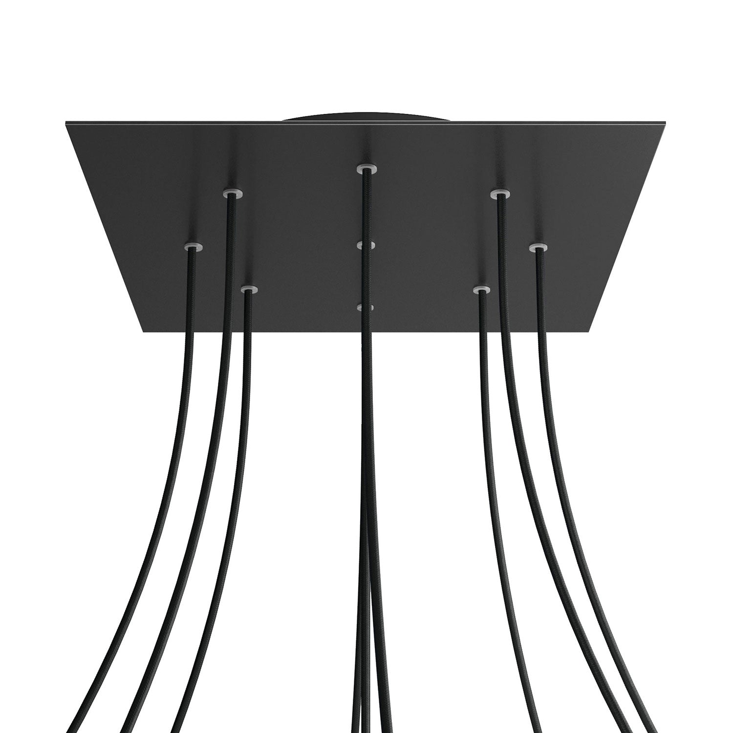 Rosone XXL Rose-One quadrato, 400 mm con 9 fori e 4 fori laterali - Nero opaco Nero