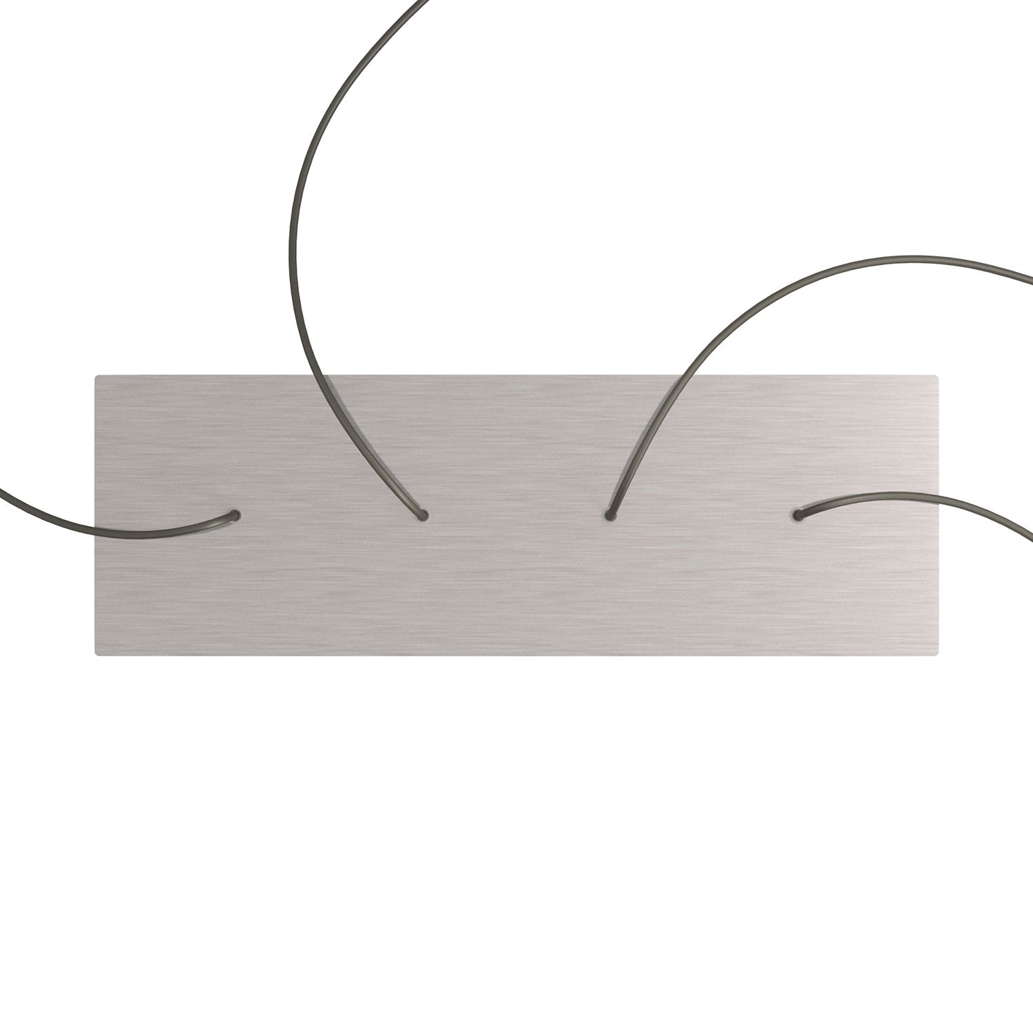 Rosone XXL Rose - One rettangolare a 4 fori in linea e 6 fori laterali, dimensioni 675 x 225 mm - Dibond Acciaio satinato - Creative Cables