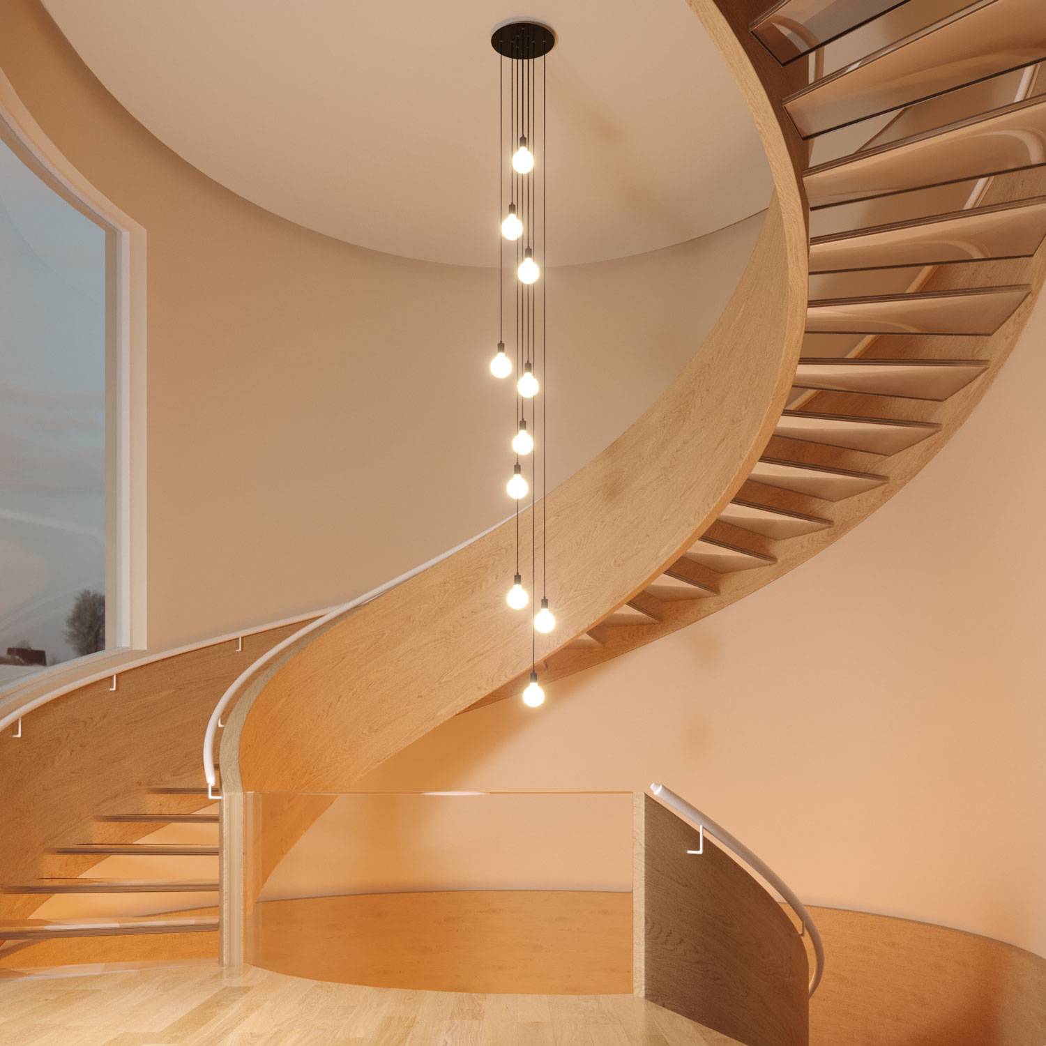 Rosone XXL Rose-One rotondo, diametro 400 mm con 10 fori e 4 fori laterali - Legno Bianco