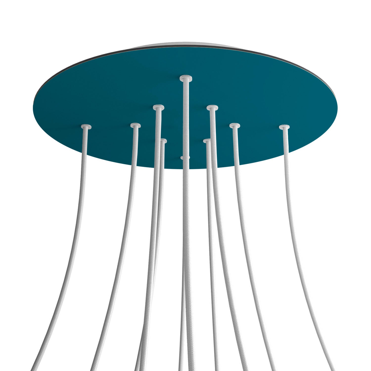 Rosone XXL Rose - One rotondo, diametro 400 mm con 10 fori e 4 fori laterali - Petrolio - Creative Cables
