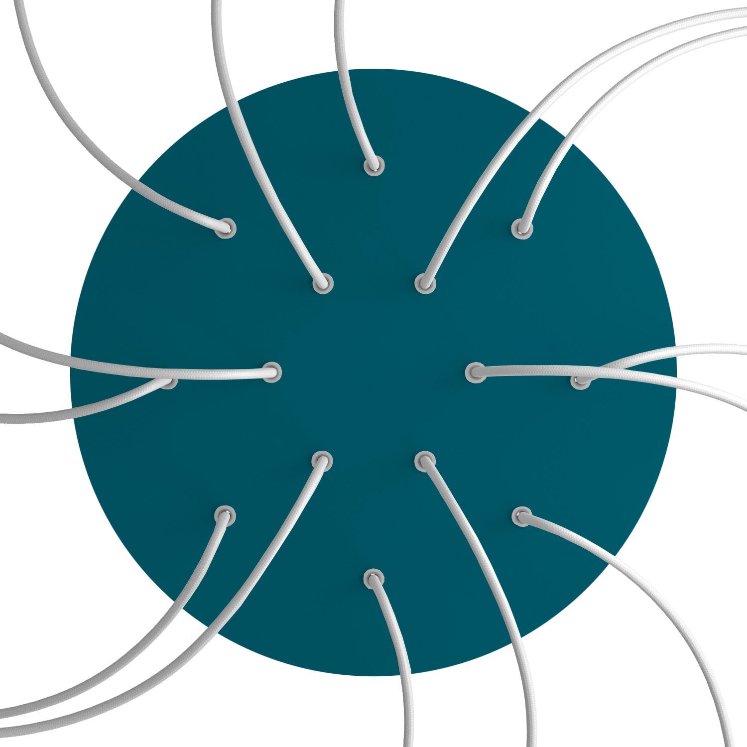 Rosone XXL Rose-One rotondo, diametro 400 mm con 14 fori e 4 fori laterali - Petrolio Bianco