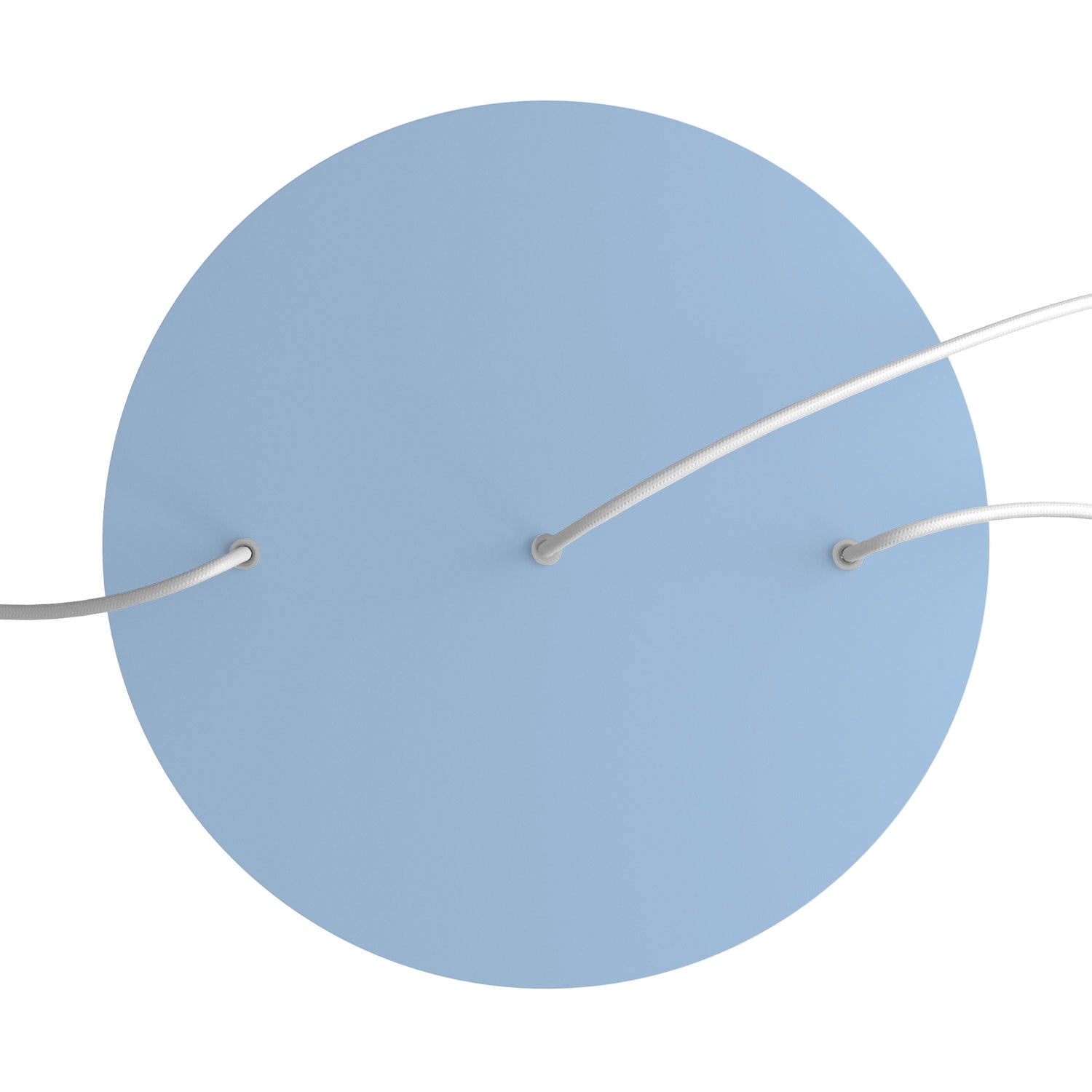 Rosone XXL Rose - One rotondo, diametro 400 mm con 3 fori in linea e 4 fori laterali - Blu carta da zucchero - Creative Cables