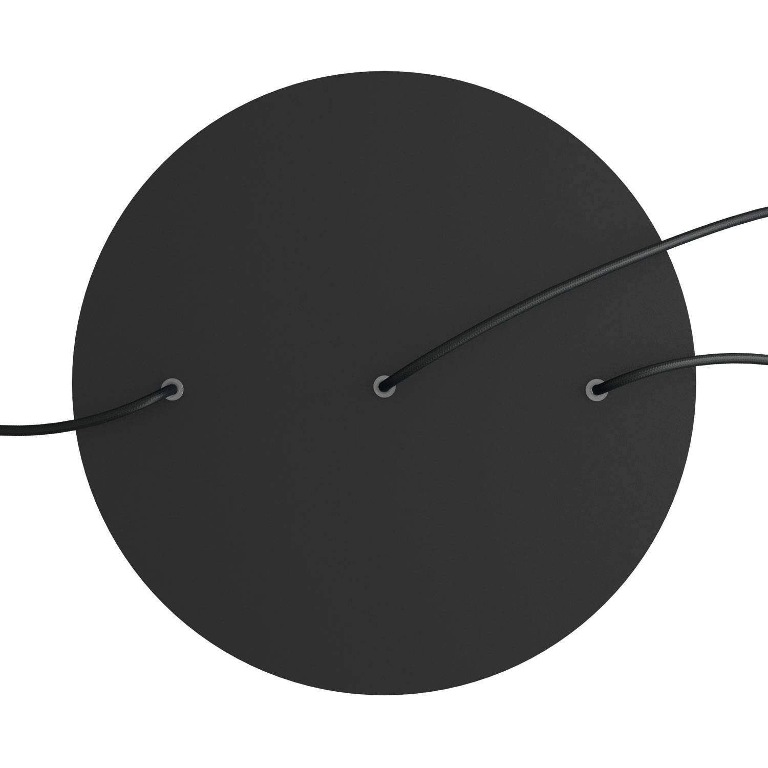 Rosone XXL Rose-One rotondo, diametro 400 mm con 3 fori in linea e 4 fori laterali - Nero opaco Bianco