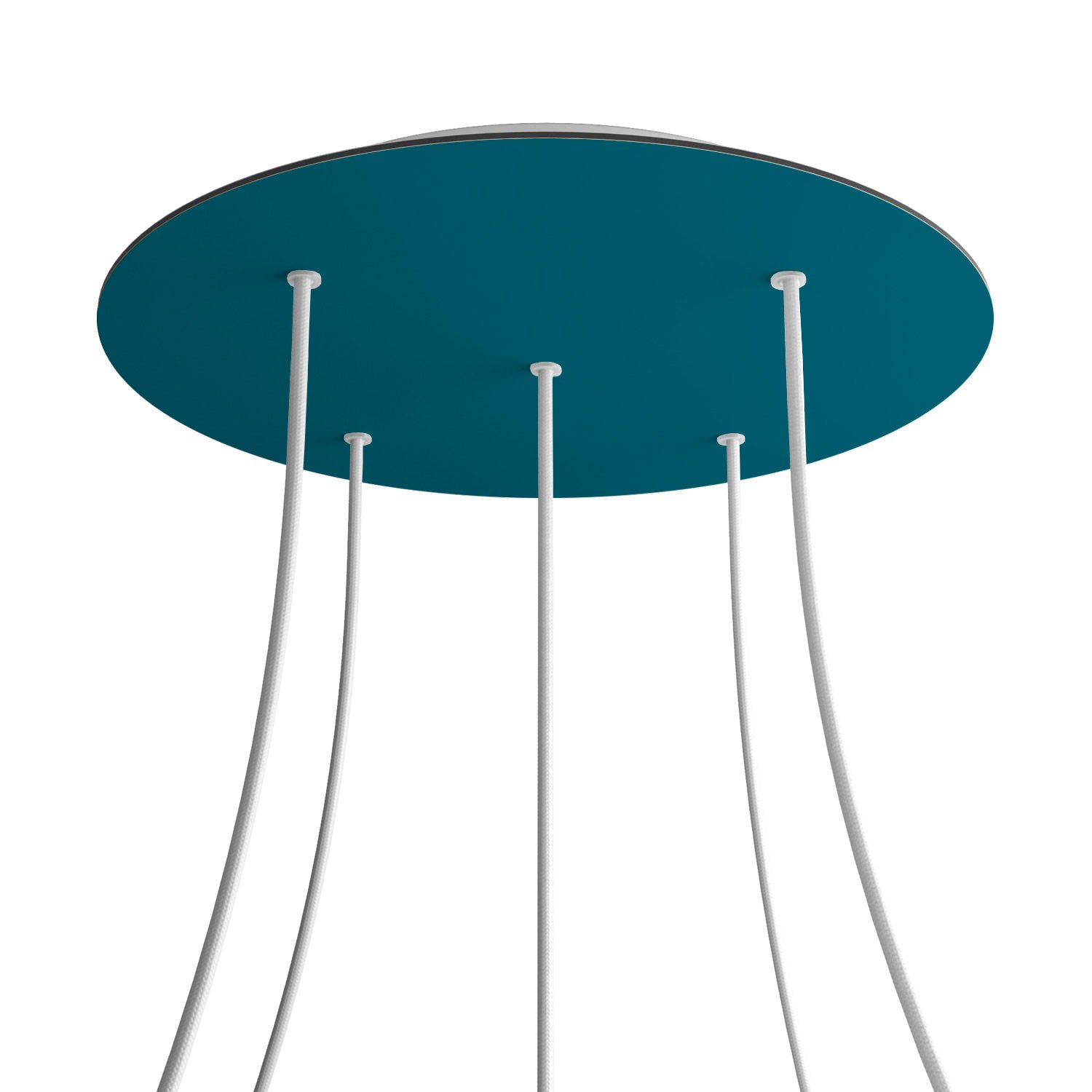 Rosone XXL Rose - One rotondo, diametro 400 mm con 5 fori e 4 fori laterali - Petrolio - Creative Cables