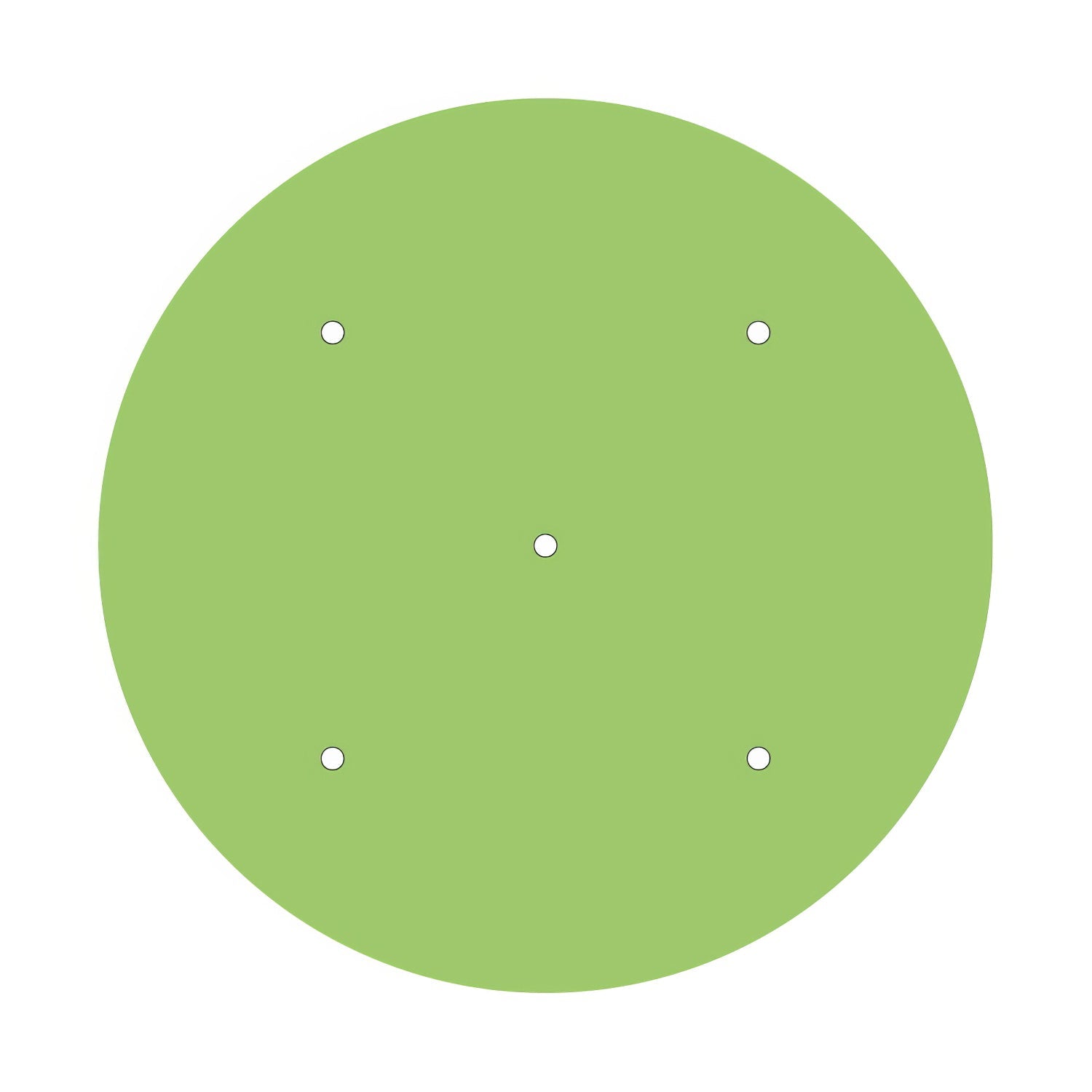 Rosone XXL Rose-One rotondo, diametro 400 mm con 5 fori e 4 fori laterali - Verde prato Bianco