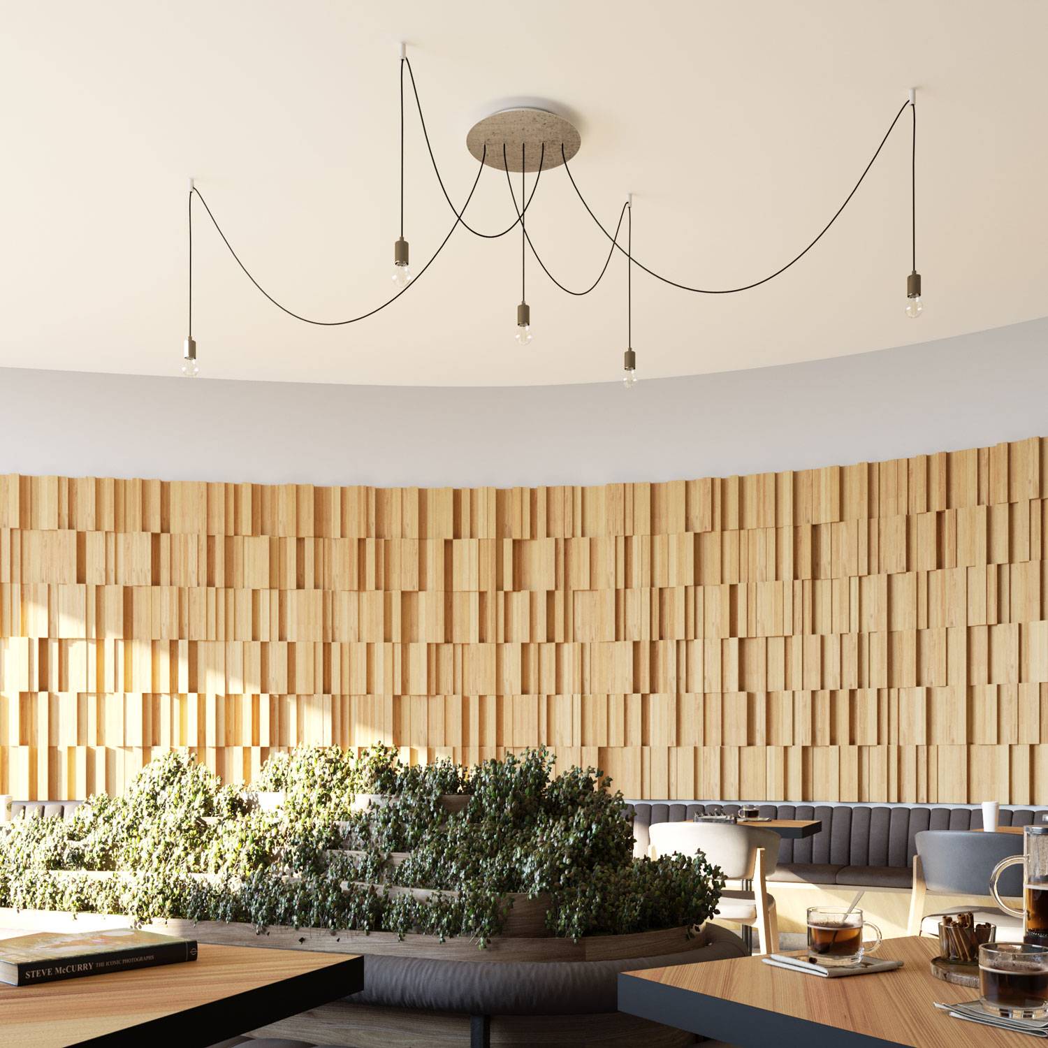 Rosone XXL Rose-One rotondo, diametro 400 mm con 5 fori in linea e 4 fori laterali - Petrolio Bianco