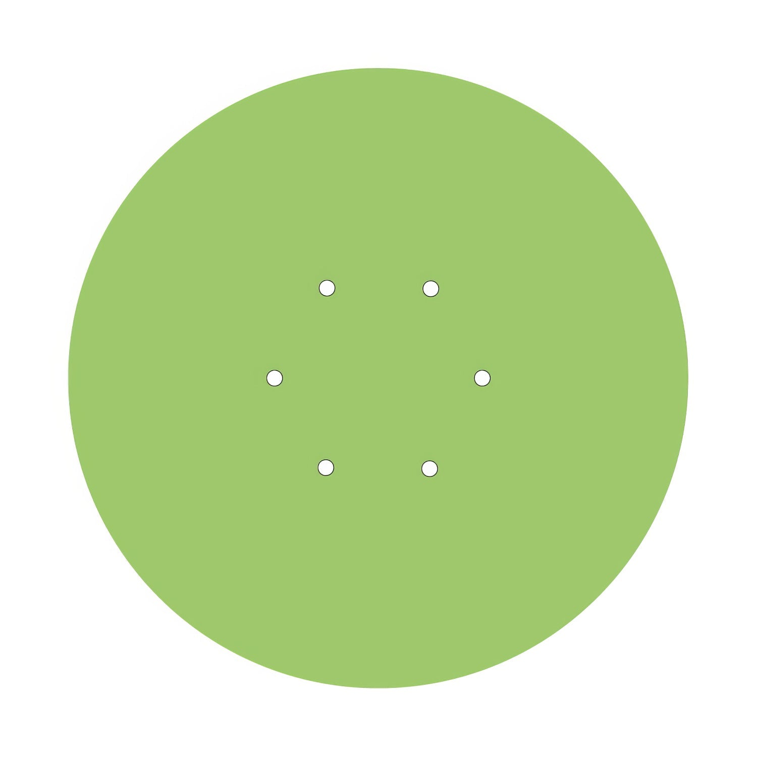 Rosone XXL Rose-One rotondo, diametro 400 mm con 6 fori e 4 fori laterali - Verde prato Bianco