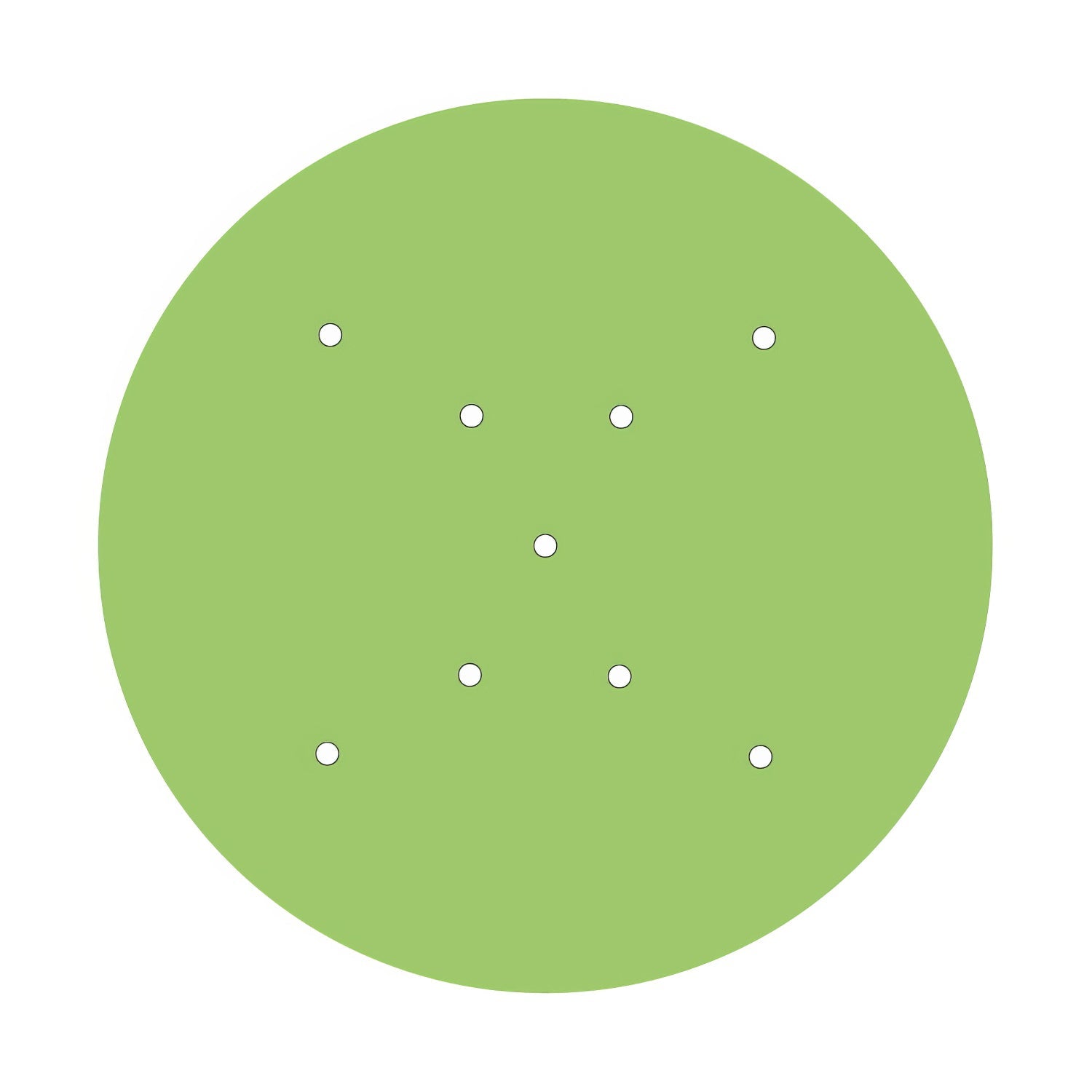 Rosone XXL Rose-One rotondo, diametro 400 mm con 9 fori a X e 4 fori laterali - Verde prato Bianco