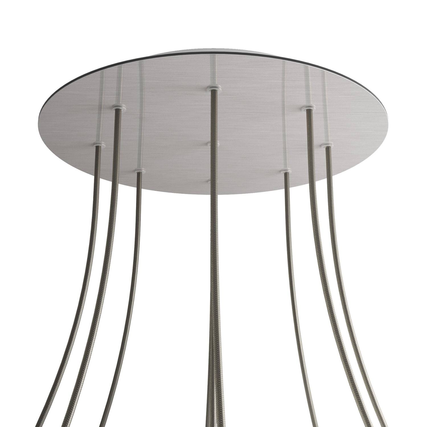 Rosone XXL Rose-One rotondo, diametro 400 mm con 9 fori e 4 fori laterali - Dibond Acciaio satinato Bianco