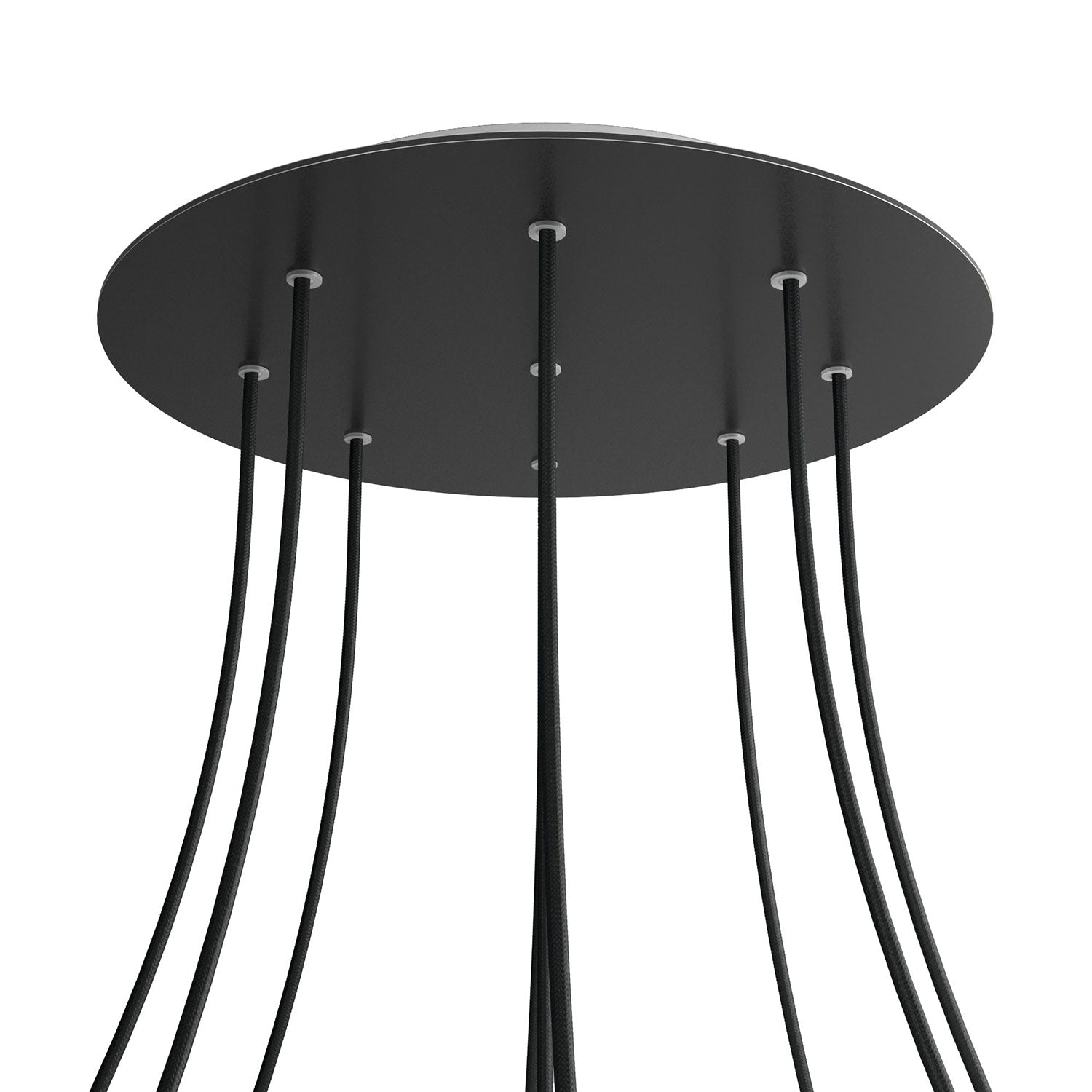 Rosone XXL Rose - One rotondo, diametro 400 mm con 9 fori e 4 fori laterali - Nero opaco - Creative Cables