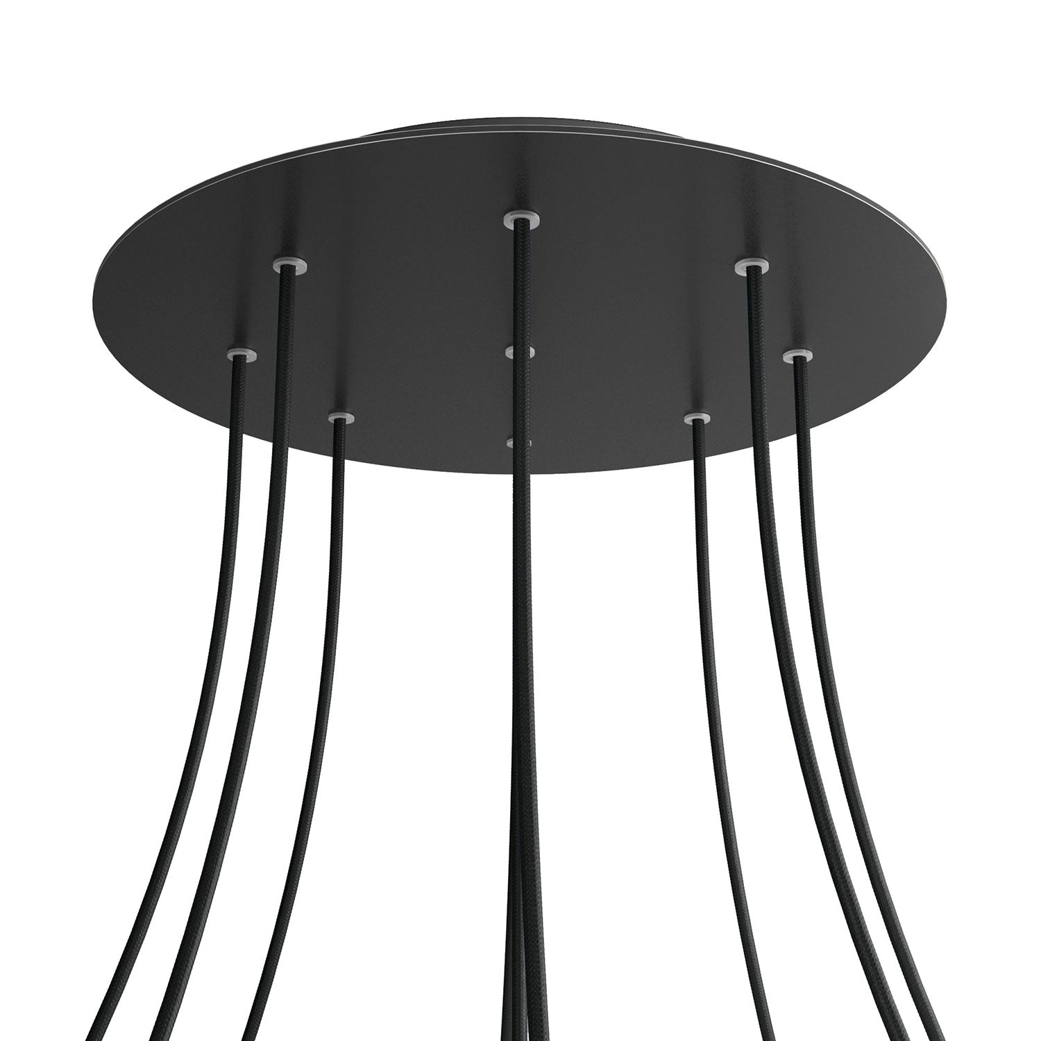 Rosone XXL Rose-One rotondo, diametro 400 mm con 9 fori e 4 fori laterali - Nero opaco Nero