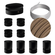 Sistema Filé Symmetric Kit - con cavo CM27 di 5 m per catenaria e 9 componenti in legno verniciato nero per interni