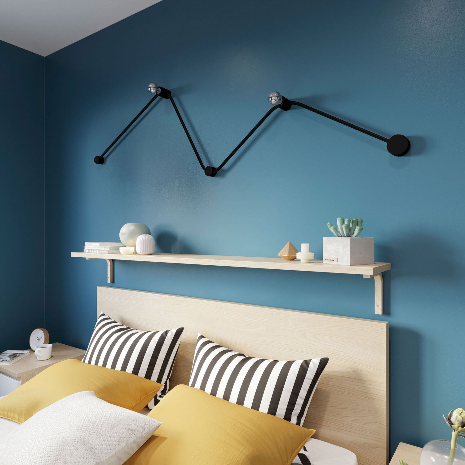 Sistema Filé Wiggle Kit - con cavo CM04 di 3 m per catenaria e 5 componenti in legno verniciato nero per interni