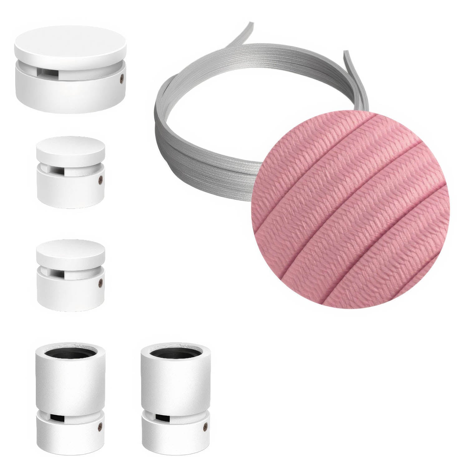 Sistema Filé Wiggle Kit - con cavo CM16 di 3 m per catenaria e 5 componenti in legno verniciato bianco per interni