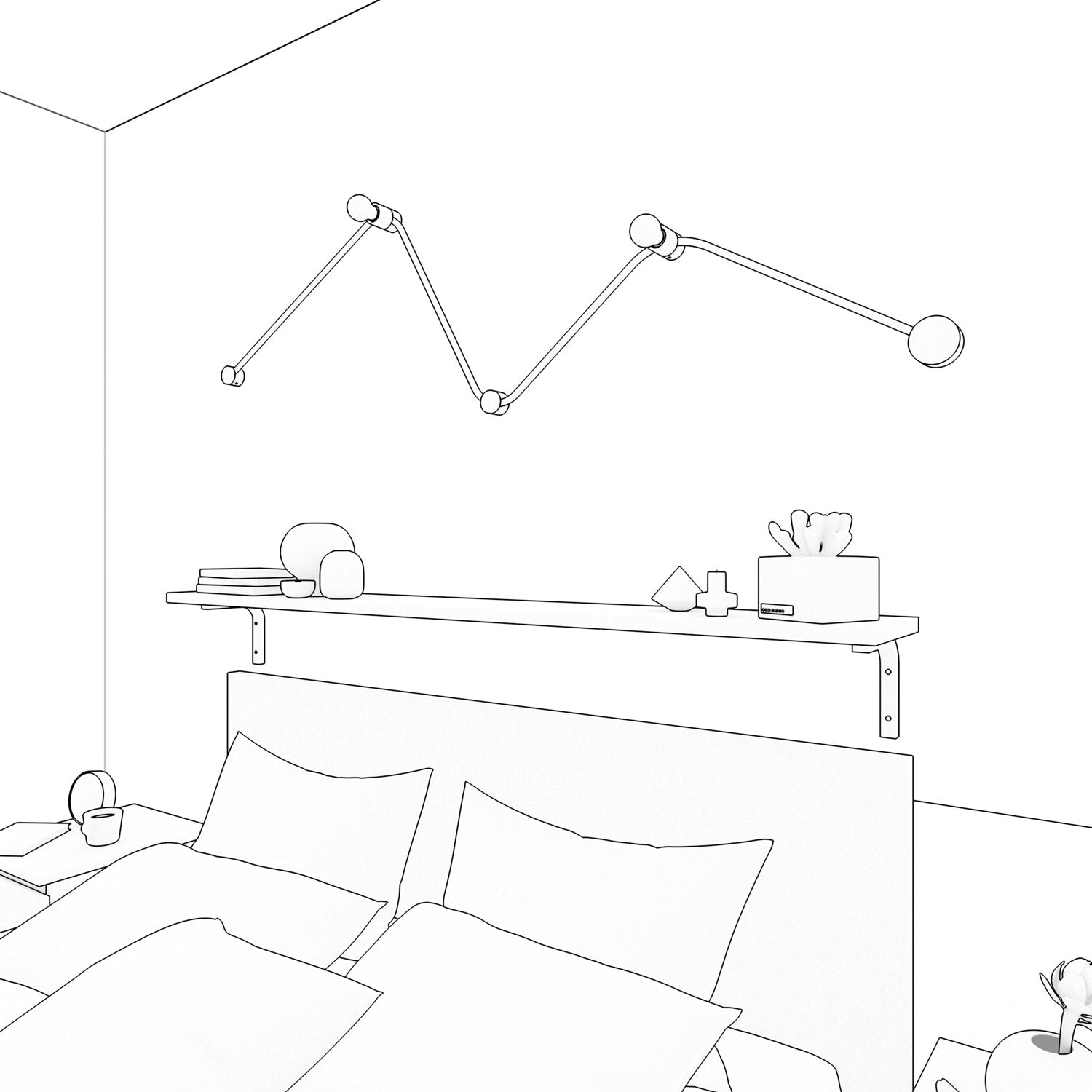 Sistema Filé Wiggle Kit - con cavo CZ04 di 3 m per catenaria e 5 componenti in legno verniciato nero per interni