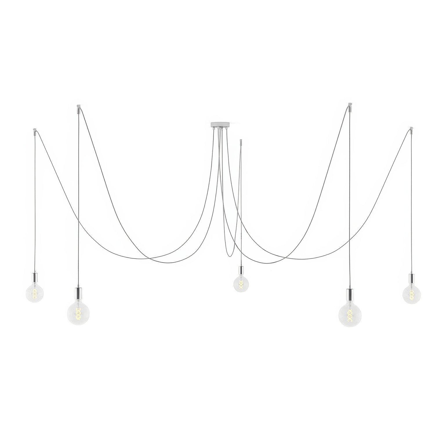 Spider - Lampada a sospensione multipla a 5 cadute con finiture in metallo - Cromo