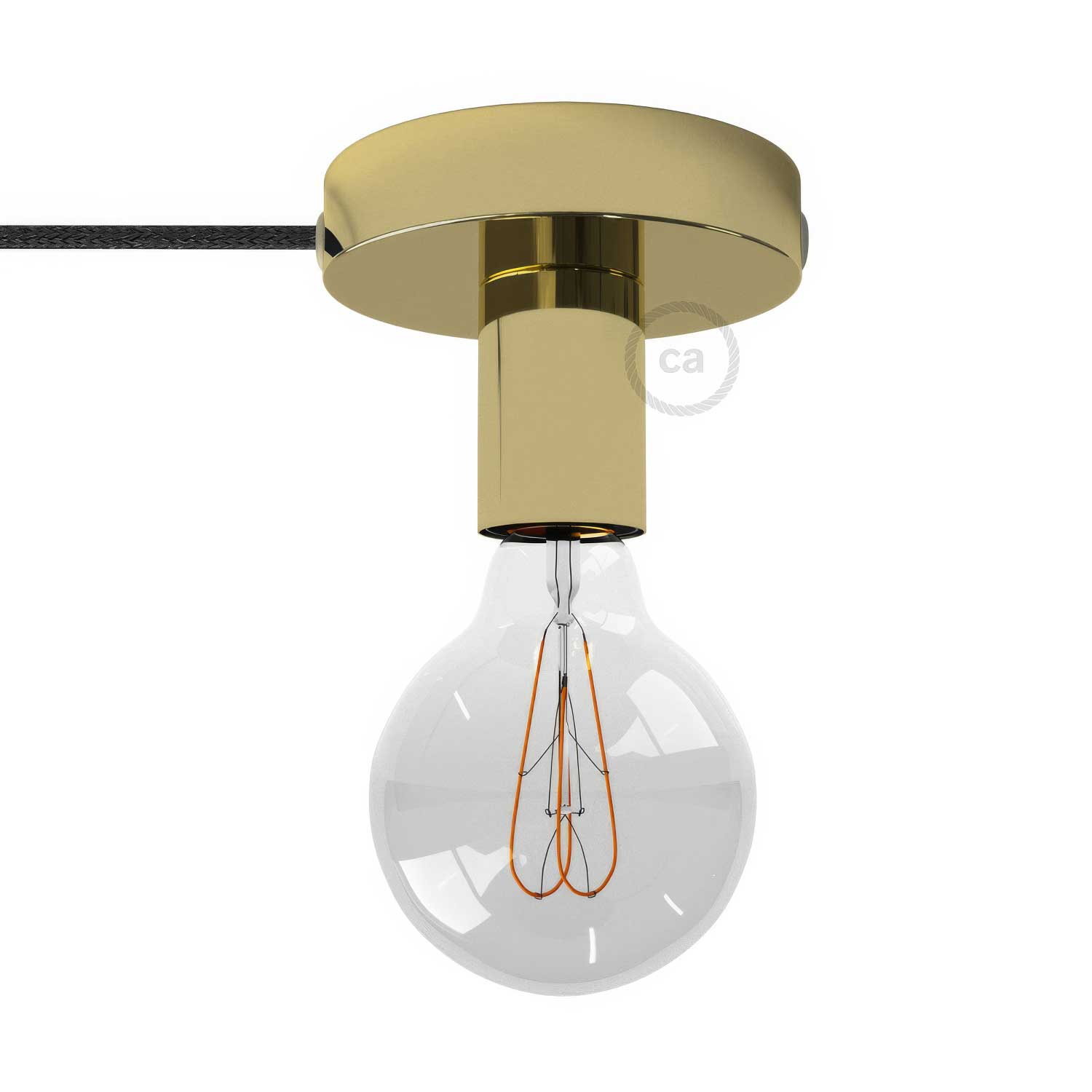 Spostaluce, il punto luce in metallo completo di cavo tessile e fori laterali - Ottone