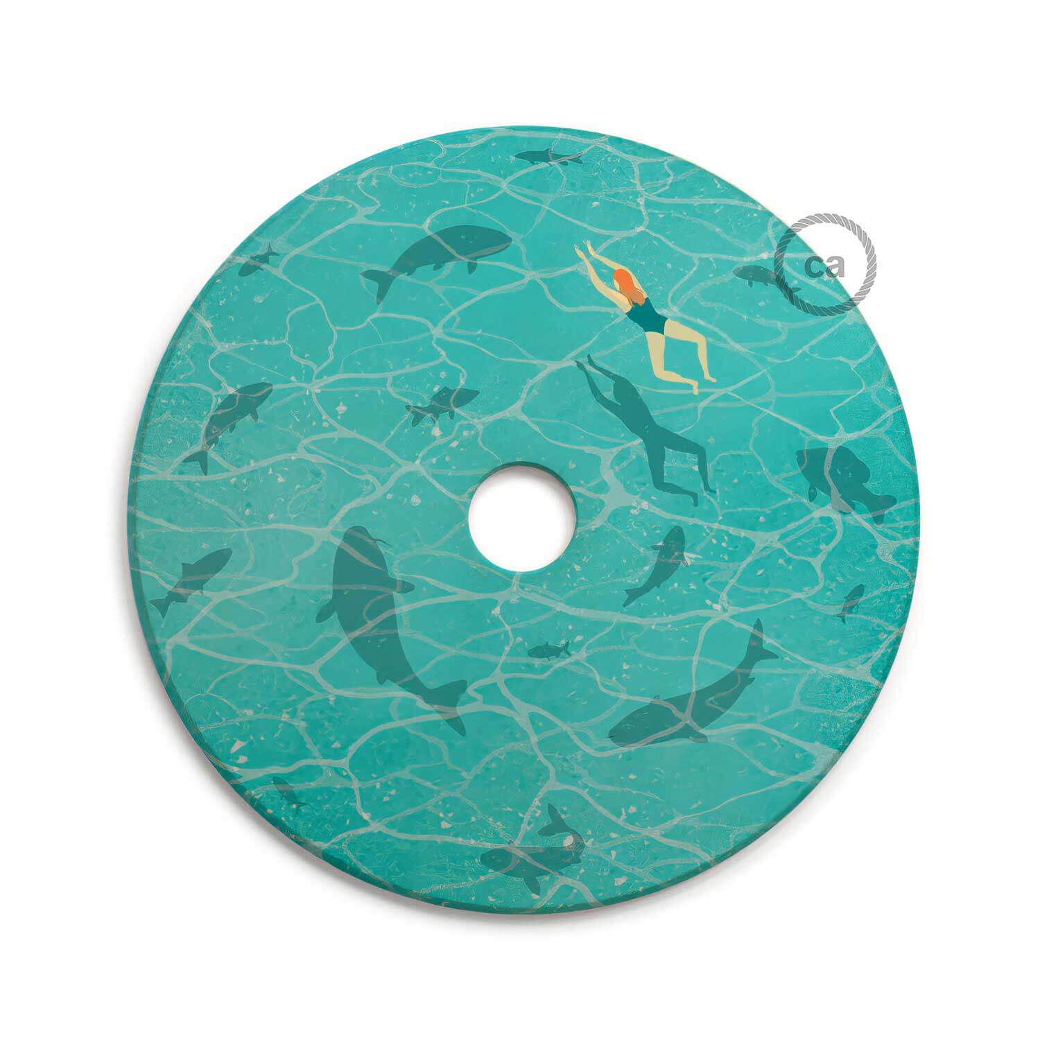 UFO Paralume in legno Special Edition Illustratori Italiani, double face, diametro 33 cm - Davide Bonazzi